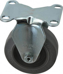 Albion - 3-1/2" Diam x 1-1/4" Wide x 4-1/4" OAH Top Plate Mount Rigid Caster - Rubber, 250 Lb Capacity, Ball Bearing, 2-1/2 x 3-5/8" Plate - Eagle Tool & Supply