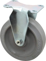 Albion - 5" Diam x 1-1/4" Wide x 6-3/16" OAH Top Plate Mount Rigid Caster - Rubber, 325 Lb Capacity, Delrin Bearing, 2-1/2 x 3-5/8" Plate - Eagle Tool & Supply