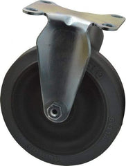 Albion - 5" Diam x 1-1/4" Wide x 6-3/16" OAH Top Plate Mount Rigid Caster - Rubber, 325 Lb Capacity, Ball Bearing, 2-1/2 x 3-5/8" Plate - Eagle Tool & Supply