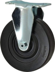 Albion - 5" Diam x 1-1/4" Wide x 6-3/16" OAH Top Plate Mount Rigid Caster - Hard Rubber, 350 Lb Capacity, Plain Bearing, 2-1/2 x 3-5/8" Plate - Eagle Tool & Supply