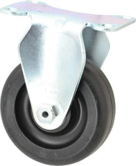 Albion - 3-1/2" Diam x 1-1/4" Wide x 4-11/16" OAH Top Plate Mount Rigid Caster - Polyolefin, 300 Lb Capacity, Delrin Bearing, 2-1/2 x 3-5/8" Plate - Eagle Tool & Supply