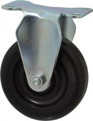 Albion - 4" Diam x 1-1/4" Wide x 5-1/8" OAH Top Plate Mount Rigid Caster - Polyolefin, 300 Lb Capacity, Delrin Bearing, 2-1/2 x 3-5/8" Plate - Eagle Tool & Supply