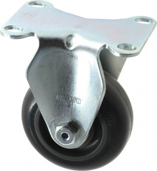 Albion - 3" Diam x 1-1/4" Wide x 4-1/4" OAH Top Plate Mount Rigid Caster - Polyurethane, 300 Lb Capacity, Delrin Bearing, 2-1/2 x 3-5/8" Plate - Eagle Tool & Supply
