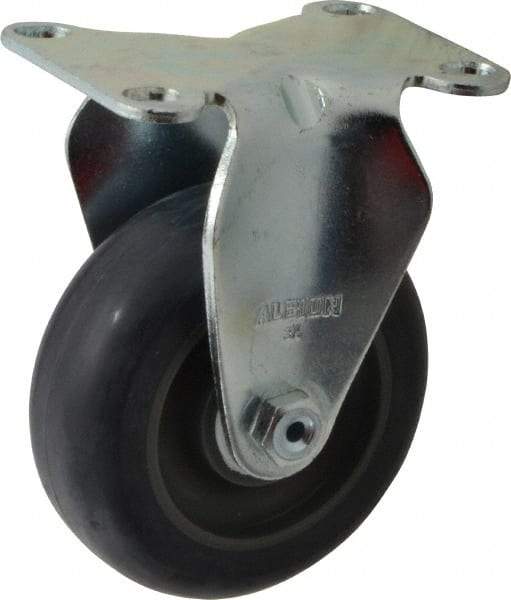 Albion - 3-1/2" Diam x 1-1/4" Wide x 4-11/16" OAH Top Plate Mount Rigid Caster - Polyurethane, 350 Lb Capacity, Delrin Bearing, 2-1/2 x 3-5/8" Plate - Eagle Tool & Supply