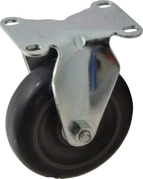 Albion - 4" Diam x 1-1/4" Wide x 5-1/8" OAH Top Plate Mount Rigid Caster - Polyurethane, 350 Lb Capacity, Delrin Bearing, 2-1/2 x 3-5/8" Plate - Eagle Tool & Supply