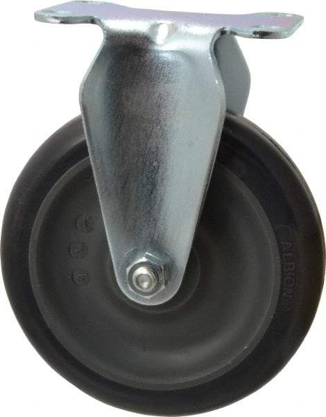 Albion - 5" Diam x 1-1/4" Wide x 6-3/16" OAH Top Plate Mount Rigid Caster - Polyurethane, 350 Lb Capacity, Ball Bearing, 2-1/2 x 3-5/8" Plate - Eagle Tool & Supply