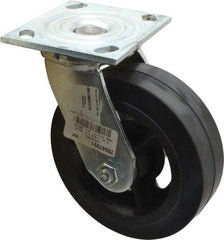 Albion - 6" Diam x 2" Wide x 7-1/4" OAH Top Plate Mount Swivel Caster - Rubber, 410 Lb Capacity, Roller Bearing, 4 x 4-1/2" Plate - Eagle Tool & Supply