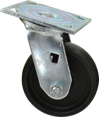 Albion - 5" Diam x 1-1/2" Wide x 6-1/2" OAH Top Plate Mount Swivel Caster - Polypropylene, 450 Lb Capacity, Roller Bearing, 4 x 4-1/2" Plate - Eagle Tool & Supply