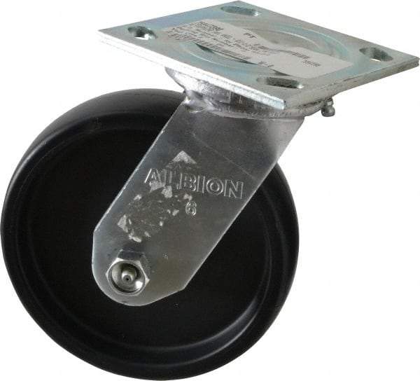 Albion - 6" Diam x 1-1/2" Wide x 7-1/4" OAH Top Plate Mount Swivel Caster - Polypropylene, 550 Lb Capacity, Roller Bearing, 4 x 4-1/2" Plate - Eagle Tool & Supply