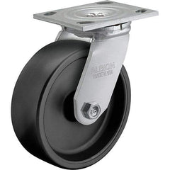Albion - 8" Diam x 2" Wide x 9-1/2" OAH Top Plate Mount Swivel Caster - Polypropylene, 850 Lb Capacity, Roller Bearing, 4 x 4-1/2" Plate - Eagle Tool & Supply
