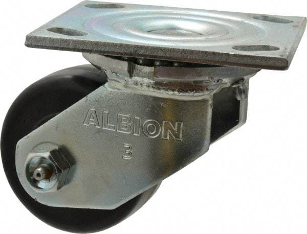 Albion - 3-1/4" Diam x 1-1/2" Wide x 4-1/4" OAH Top Plate Mount Swivel Caster - Phenolic, 600 Lb Capacity, Roller Bearing, 4 x 4-1/2" Plate - Eagle Tool & Supply