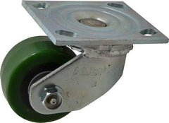 Albion - 3-1/4" Diam x 1-5/8" Wide x 4-1/4" OAH Top Plate Mount Swivel Caster - Polyurethane, 420 Lb Capacity, Roller Bearing, 4 x 4-1/2" Plate - Eagle Tool & Supply