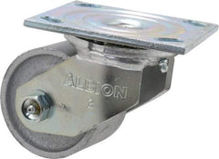 Albion - 3-1/4" Diam x 2-3/16" Wide x 4-1/4" OAH Top Plate Mount Swivel Caster - Cast Iron, 700 Lb Capacity, Roller Bearing, 4 x 4-1/2" Plate - Eagle Tool & Supply