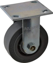 Albion - 5" Diam x 2" Wide x 6-1/2" OAH Top Plate Mount Rigid Caster - Soft Rubber, 350 Lb Capacity, Roller Bearing, 4 x 4-1/2" Plate - Eagle Tool & Supply