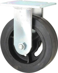 Albion - 6" Diam x 2" Wide x 7-1/4" OAH Top Plate Mount Rigid Caster - Rubber, 410 Lb Capacity, Roller Bearing, 4 x 4-1/2" Plate - Eagle Tool & Supply