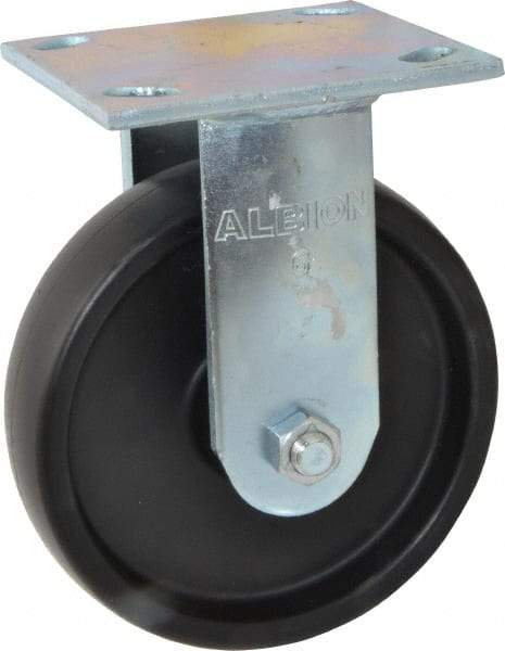 Albion - 6" Diam x 1-1/2" Wide x 7-1/4" OAH Top Plate Mount Rigid Caster - Polypropylene, 550 Lb Capacity, Roller Bearing, 4 x 4-1/2" Plate - Eagle Tool & Supply