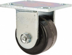 Albion - 3-1/4" Diam x 2" Wide x 4-1/4" OAH Top Plate Mount Rigid Caster - Phenolic, 700 Lb Capacity, Roller Bearing, 4 x 4-1/2" Plate - Eagle Tool & Supply