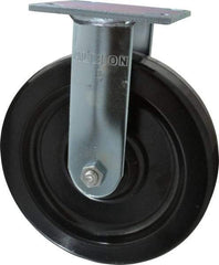 Albion - 8" Diam x 2" Wide x 9-1/2" OAH Top Plate Mount Rigid Caster - Phenolic, 1,250 Lb Capacity, Roller Bearing, 4 x 4-1/2" Plate - Eagle Tool & Supply