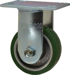 Albion - 4" Diam x 1-1/2" Wide x 5-5/8" OAH Top Plate Mount Rigid Caster - Polyurethane, 600 Lb Capacity, Roller Bearing, 4 x 4-1/2" Plate - Eagle Tool & Supply