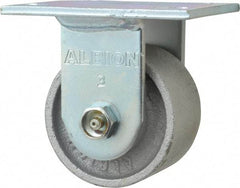 Albion - 3-1/4" Diam x 2" Wide x 4-1/4" OAH Top Plate Mount Rigid Caster - Cast Iron, 700 Lb Capacity, Roller Bearing, 4 x 4-1/2" Plate - Eagle Tool & Supply