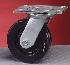 Albion - 6" Diam x 2" Wide x 7-1/2" OAH Top Plate Mount Rigid Caster - Polyurethane, 1,500 Lb Capacity, Roller Bearing, 4-1/2 x 6-1/4" Plate - Eagle Tool & Supply