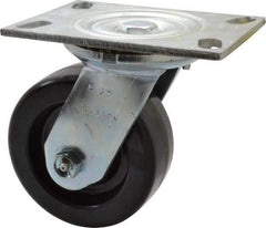 Albion - 5" Diam x 2" Wide x 6-1/2" OAH Top Plate Mount Swivel Caster - Phenolic, 1,000 Lb Capacity, Roller Bearing, 4-1/2 x 6-1/4" Plate - Eagle Tool & Supply