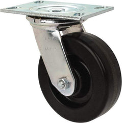 Albion - 6" Diam x 2" Wide x 7-1/2" OAH Top Plate Mount Swivel Caster - Phenolic, 1,200 Lb Capacity, Roller Bearing, 4-1/2 x 6-1/4" Plate - Eagle Tool & Supply