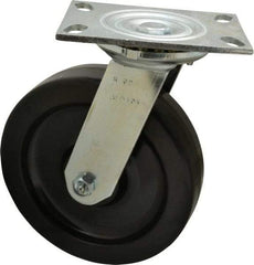 Albion - 8" Diam x 2" Wide x 10-1/8" OAH Top Plate Mount Swivel Caster - Phenolic, 1,400 Lb Capacity, Roller Bearing, 4-1/2 x 6-1/4" Plate - Eagle Tool & Supply