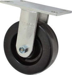 Albion - 6" Diam x 2" Wide x 7-1/2" OAH Top Plate Mount Rigid Caster - Phenolic, 1,400 Lb Capacity, Roller Bearing, 4-1/2 x 6-1/4" Plate - Eagle Tool & Supply