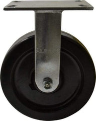 Albion - 8" Diam x 2" Wide x 10-1/8" OAH Top Plate Mount Rigid Caster - Phenolic, 1,400 Lb Capacity, Roller Bearing, 4-1/2 x 6-1/4" Plate - Eagle Tool & Supply