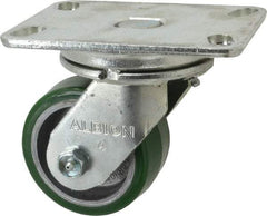 Albion - 4" Diam x 2" Wide x 5-5/8" OAH Top Plate Mount Swivel Caster - Polyurethane, 700 Lb Capacity, Roller Bearing, 4-1/2 x 6-1/4" Plate - Eagle Tool & Supply