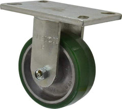 Albion - 5" Diam x 2" Wide x 6-1/2" OAH Top Plate Mount Rigid Caster - Polyurethane, 1,050 Lb Capacity, Roller Bearing, 5 x 6-1/4" Plate - Eagle Tool & Supply