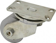 Albion - 4" Diam x 3" Wide x 5-1/2" OAH Top Plate Mount Swivel Caster - Cast Iron, 2,000 Lb Capacity, Roller Bearing, 4-1/2 x 6-1/4" Plate - Eagle Tool & Supply