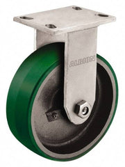 Albion - 8" Diam x 2-1/2" Wide x 10-1/8" OAH Top Plate Mount Rigid Caster - Polyurethane, 2,000 Lb Capacity, Roller Bearing, 5 x 6-1/4" Plate - Eagle Tool & Supply