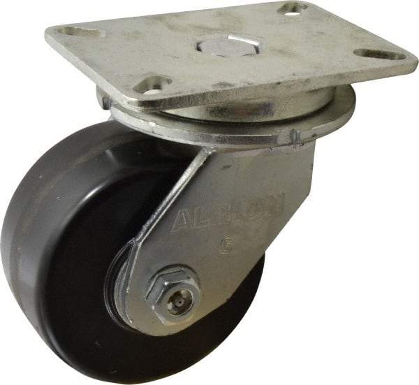 Albion - 6" Diam x 3" Wide x 8" OAH Top Plate Mount Swivel Caster - Phenolic, 2,000 Lb Capacity, Roller Bearing, 5-1/4 x 7-1/4" Plate - Eagle Tool & Supply