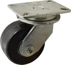 Albion - 6" Diam x 3" Wide x 8" OAH Top Plate Mount Swivel Caster - Phenolic, 2,000 Lb Capacity, Roller Bearing, 5-1/4 x 7-1/4" Plate - Eagle Tool & Supply