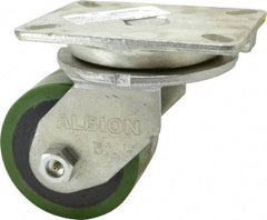 Albion - 5" Diam x 3" Wide x 7" OAH Top Plate Mount Swivel Caster - Polyurethane, 1,530 Lb Capacity, Roller Bearing, 5-1/4 x 7-1/4" Plate - Eagle Tool & Supply