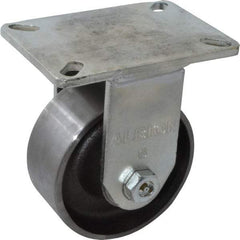Albion - 6" Diam x 2-1/2" Wide x 8" OAH Top Plate Mount Rigid Caster - Forged Steel, 3,500 Lb Capacity, Roller Bearing, 5 x 7-1/4" Plate - Eagle Tool & Supply