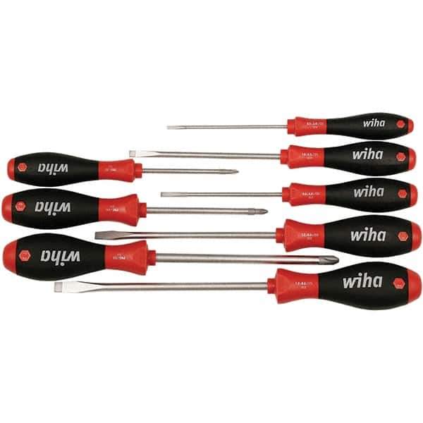 Wiha - 8 Piece Slotted & Phillips Screwdriver Set - Bit Sizes: Philips #1, #2 & #3, Comes in Box - Eagle Tool & Supply