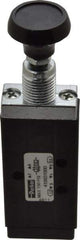 Parker - 0.20 CV Rate, 1/8" NPT Inlet Direct Air 2 Mechanical Spool Valve - 4 Way, 2 Position, 150 Max psi, Button Push Pull - Eagle Tool & Supply