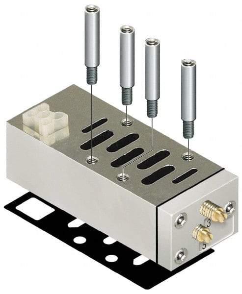 Parker - ISO 3 Sandwich Flow Control Valve - ISO 5599-2 Plug-In, 0 to 145 PSI & Zinc Material - Eagle Tool & Supply