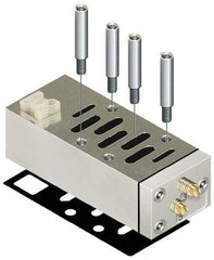 Parker - ISO 3 Sandwich Flow Control Valve - ISO 5599-2 Plug-In, 0 to 145 PSI & Zinc Material - Eagle Tool & Supply