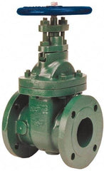NIBCO - 6" Pipe, Class 150, Flanged-Raised Face Ductile Iron Solid Wedge Stem Gate Valve - 285 WOG, 150 WSP, Bolted Bonnet - Eagle Tool & Supply