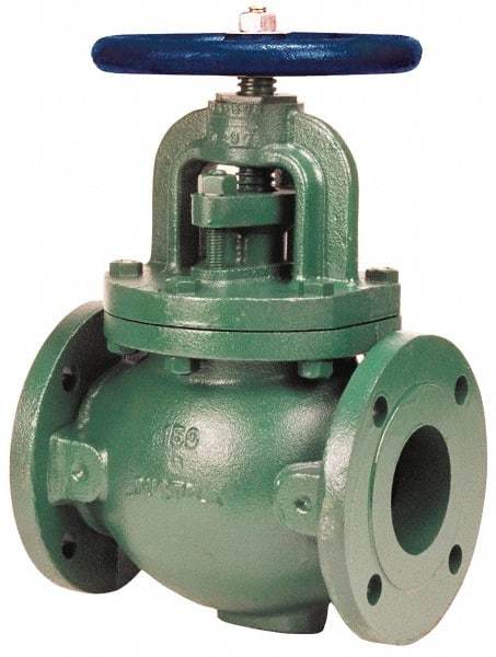 NIBCO - 6" Pipe, Flanged-Raised Face Ends, Iron Outside Screw & Yoke Globe Valve - Cast Bronze Disc, Bolted Bonnet, 285 psi WOG, Class 150 - Eagle Tool & Supply