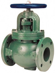 NIBCO - 2-1/2" Pipe, Flanged-Raised Face Ends, Iron Outside Screw & Yoke Globe Valve - Cast Bronze Disc, Bolted Bonnet, 285 psi WOG, Class 150 - Eagle Tool & Supply