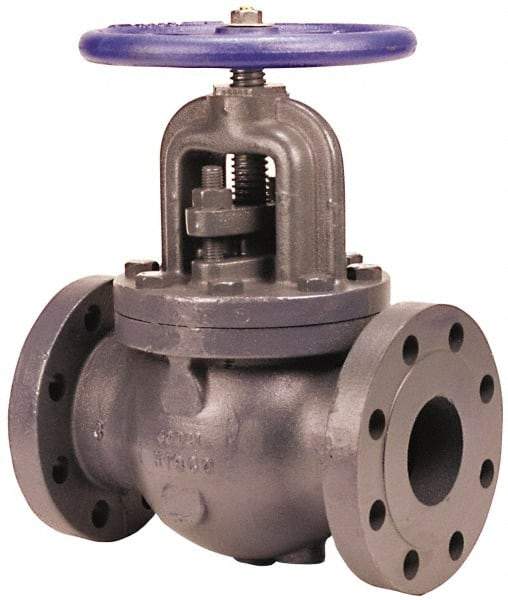 NIBCO - 2" Pipe, Flanged Ends, Iron Renewable Globe Valve - Bronze Disc, Bolted Bonnet, 500 psi WOG, 250 psi WSP, Class 250 - Eagle Tool & Supply