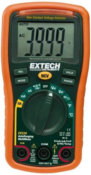 Extech - 4 Piece, Digital Multimeter Kit - 1,000 Volt Max, 10 Max Amp - Eagle Tool & Supply