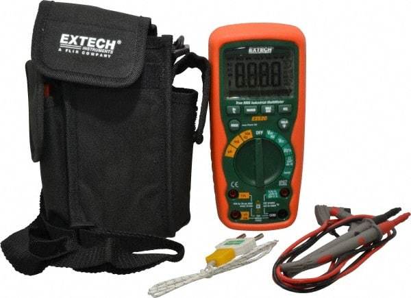 Extech - EX520, CAT IV, 1,000 VAC/VDC, Digital True RMS Multimeter - 40 mOhm, Measures Voltage, Capacitance, Current, Frequency, Resistance, Temperature - Eagle Tool & Supply