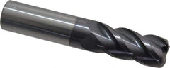 ProMax - 3/4", 4 Flute, Single End, Solid Carbide, 1/8" Corner Radius End Mill - 4" OAL, 40° Helix, Right Hand Flute, 1-1/2" LOC, Right Hand Cut - Eagle Tool & Supply