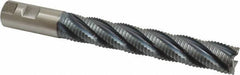 Hertel - 1" Diam, Coarse Pitch, 6" LOC, 5 Flute Cobalt Roughing Square End Mill - TiCN Finish, 8-1/2" OAL, 1" Shank Diam, Single End, 30° Helix - Eagle Tool & Supply